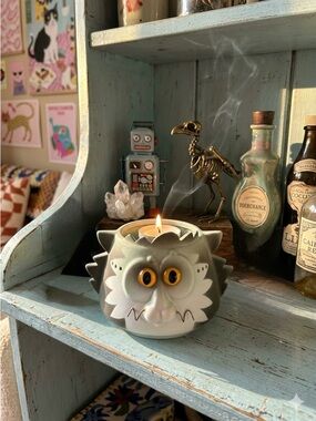 Quirky Cat Candle Holder Crack-Pot Eclectic Canadian Made Whimsical